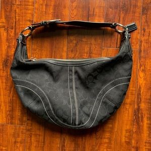 Coach Vintage Black Signature Hobo Handbag
